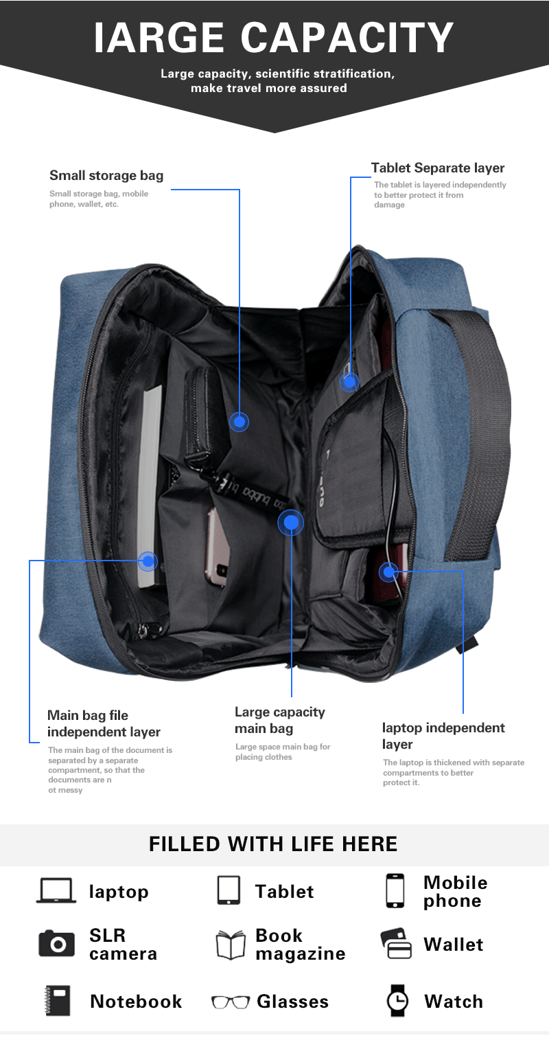 Anti Theft Backpack Bag For Laptop With Usb Charging Port- 15.6 Inch